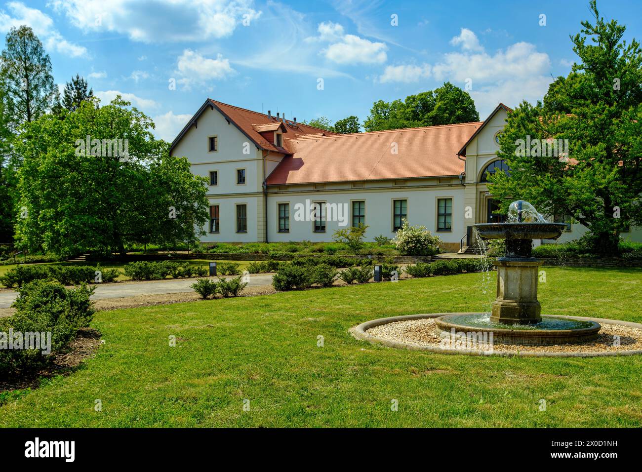 Ufficio statale sassone per l'ambiente, l'agricoltura e la geologia nell'edificio Schindler in piazza Pillnitz a Pillnitz, Dresda, Sassonia, Germania. Foto Stock