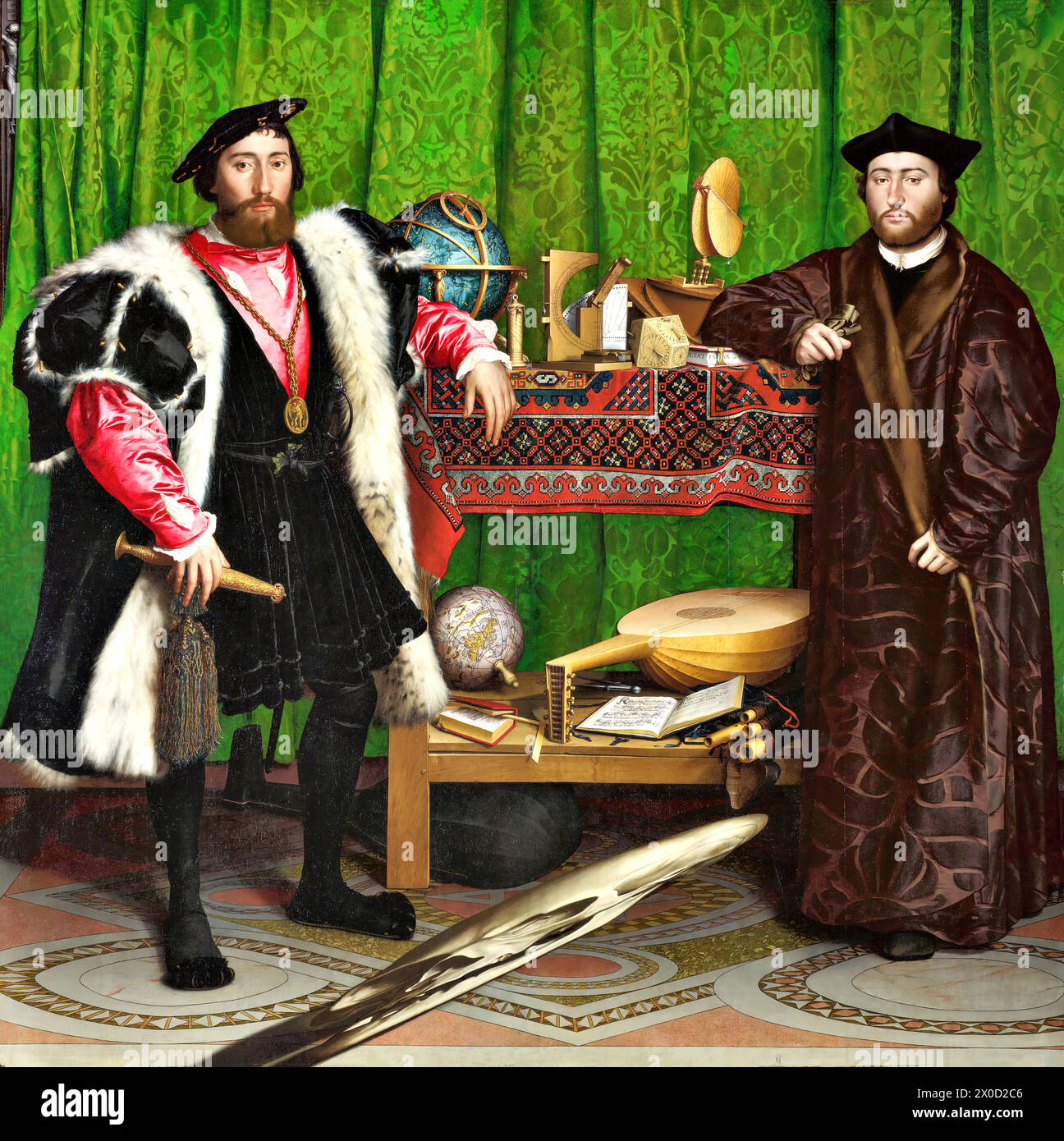 The Ambassadors, 1533 (Pittura) di Artiste Holbein il giovane, Hans (14978-1543) tedesco. Illustrazione Vettoriale