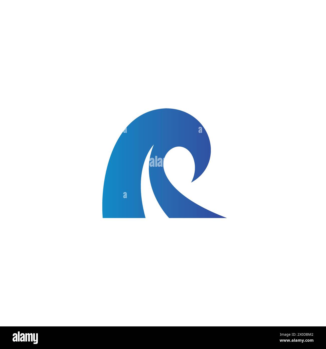 Logo R Wave semplice. Icona lettera R. Icona dell'acqua Illustrazione Vettoriale