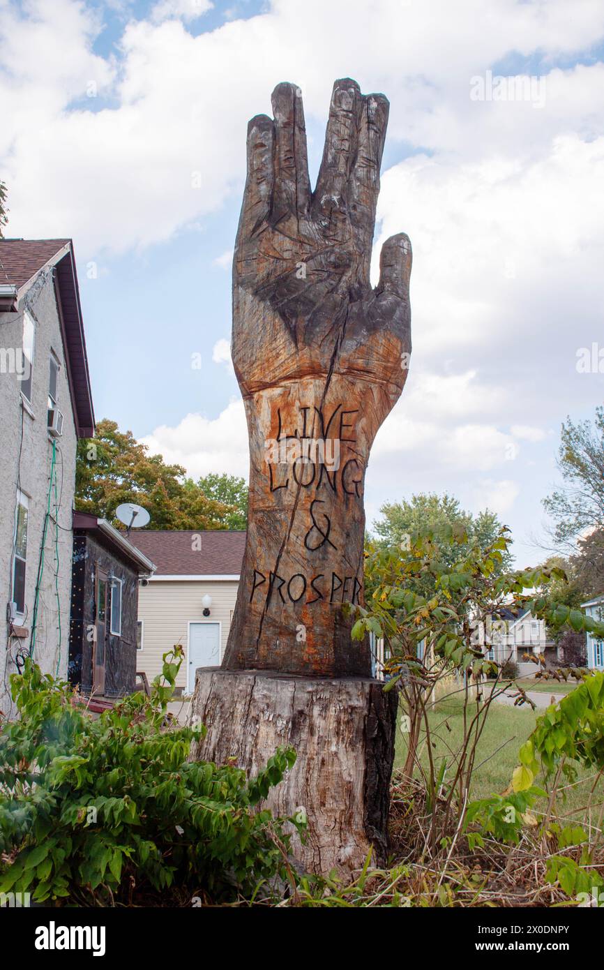 Scultura a mano di Star Trek Vulcan in Peru, Illinois Foto Stock