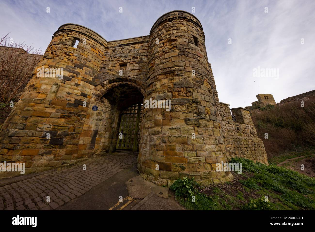 Porta del castello di Scarborough Foto Stock