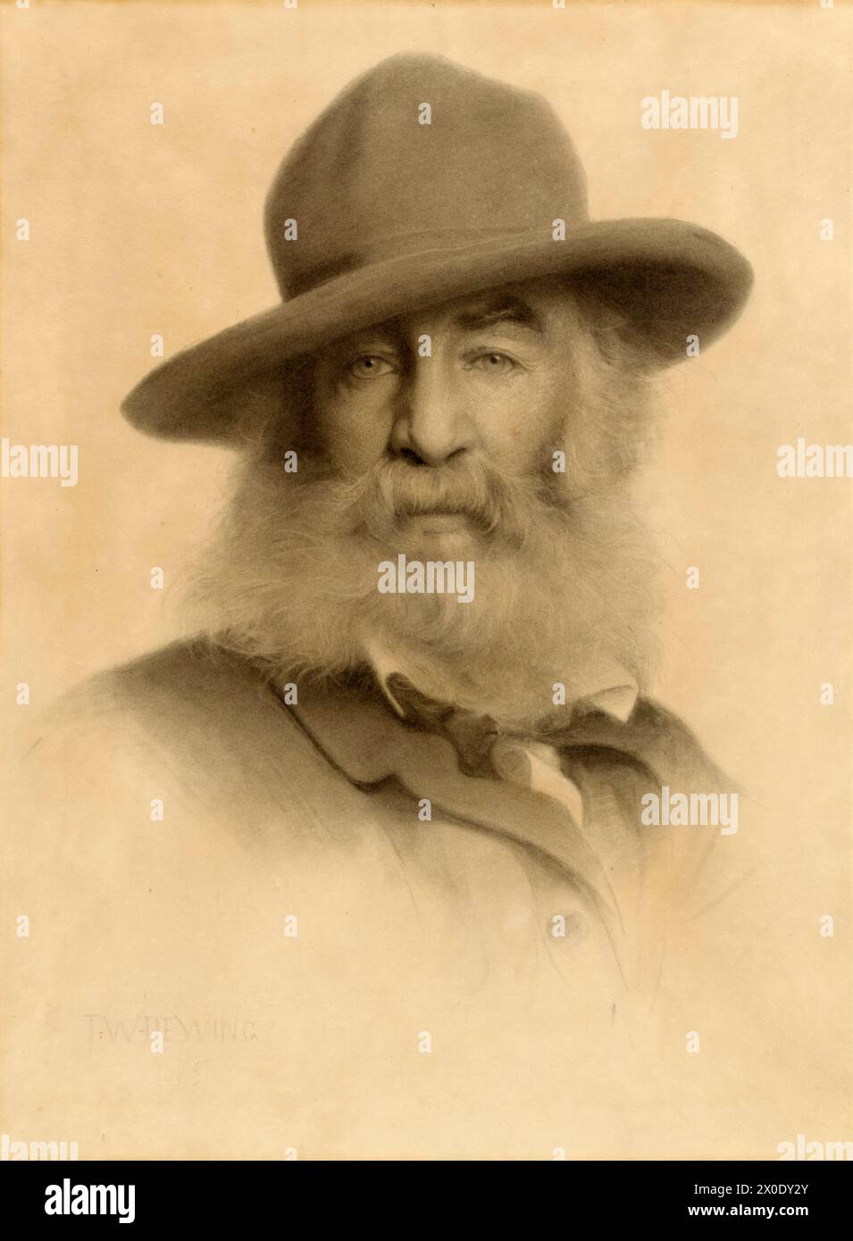 Ritratto di Walt Whitman di Thomas Wilmer Dewing nel 1875 Foto Stock