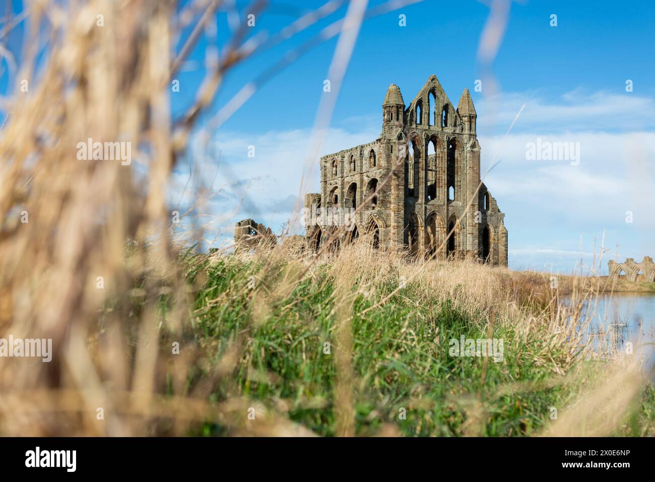 Whitby Abbey, North Yorkshire, Regno Unito. Foto Stock