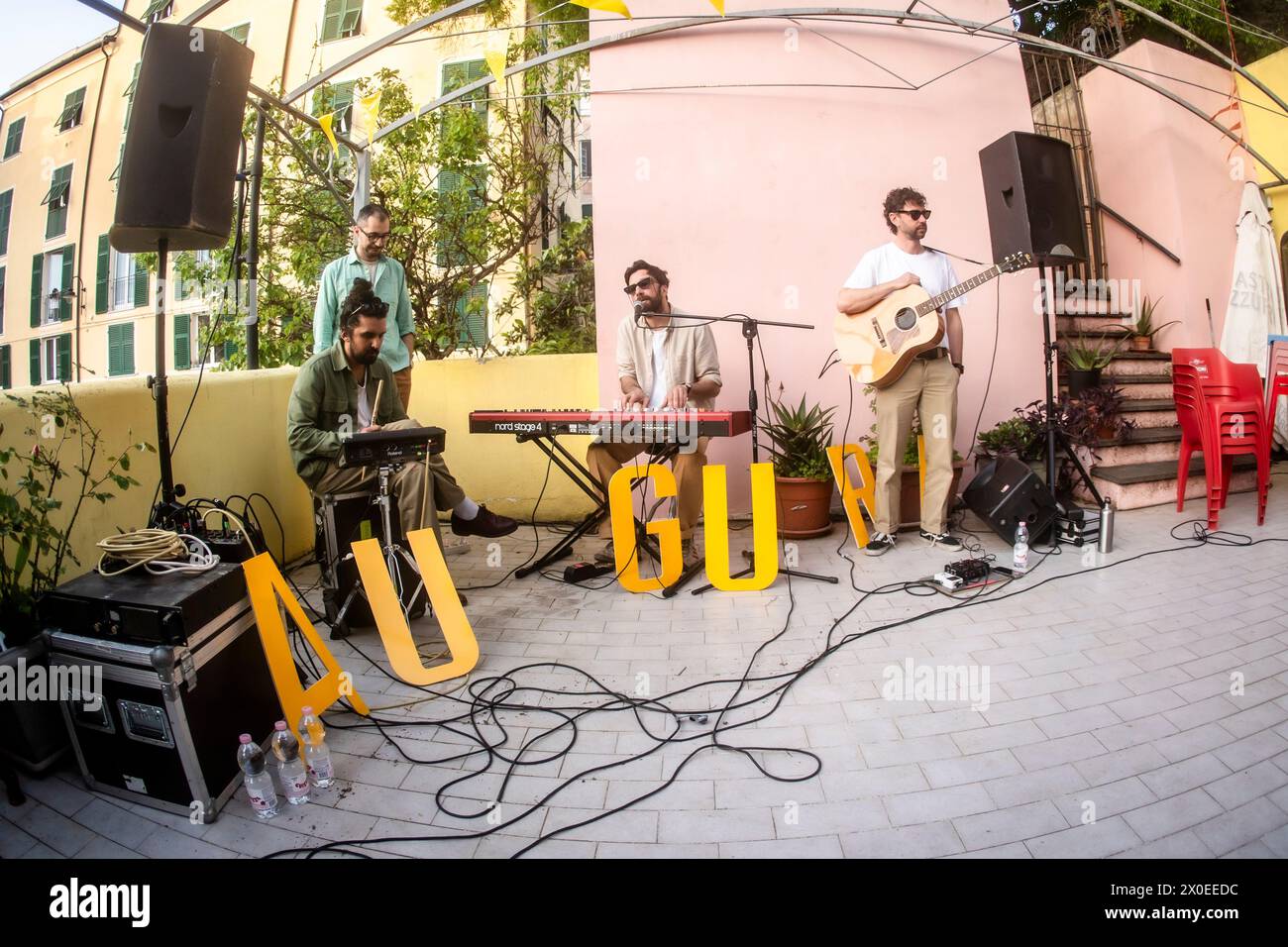 Genova, . 11 aprile 2024. Ex-Otago festeggia l'uscita del nuovo album insieme ai fan al Circolo superba 1885 in Piazza Ninfeo a Genova crediti: Agenzia fotografica indipendente/Alamy Live News Foto Stock