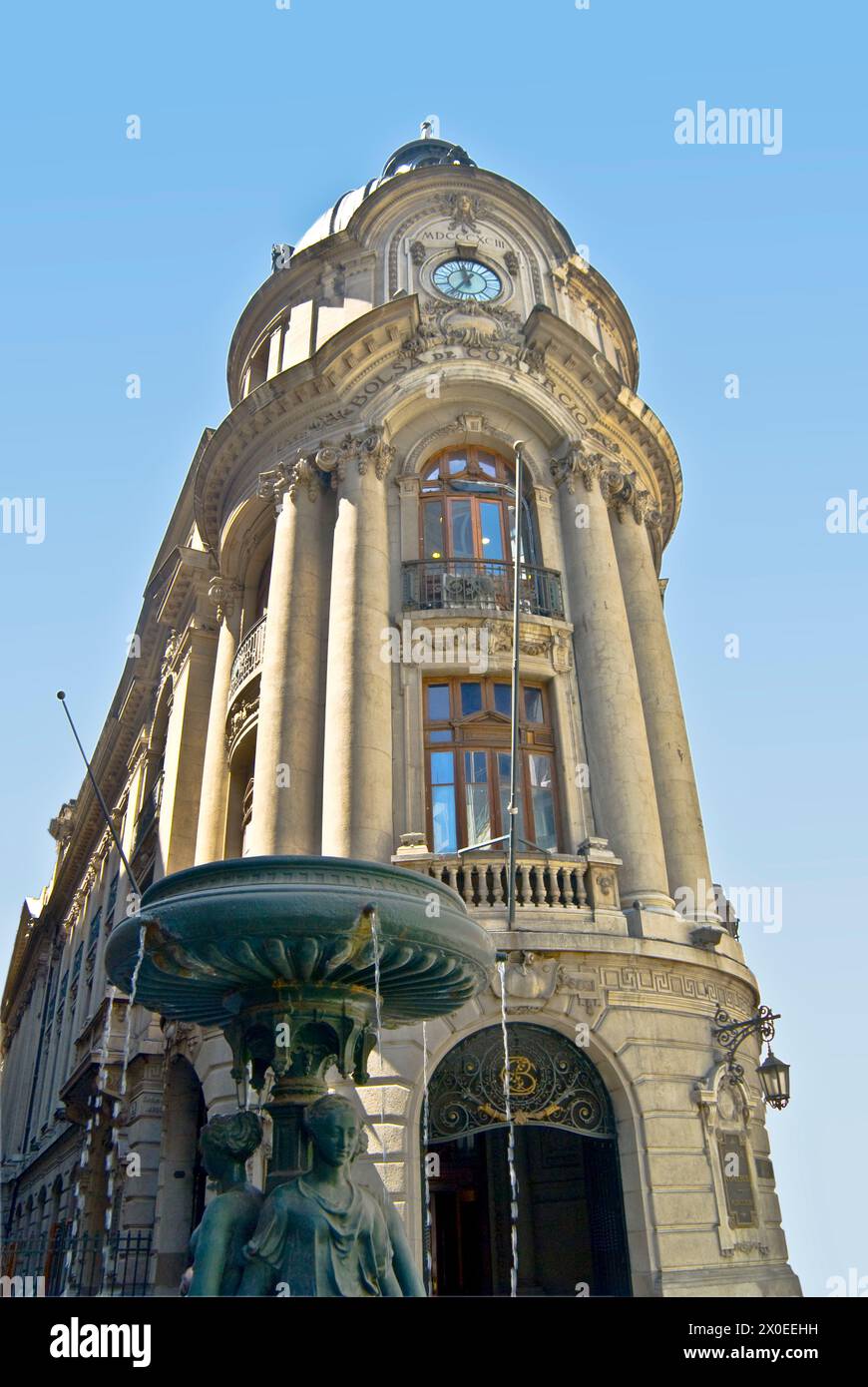 La Borsa di Santiago - (Bolsa de Comercio de Santiago) - fondata nel 1893 è la più grande borsa del Cile e monumento storico - Santiago, Cile Foto Stock