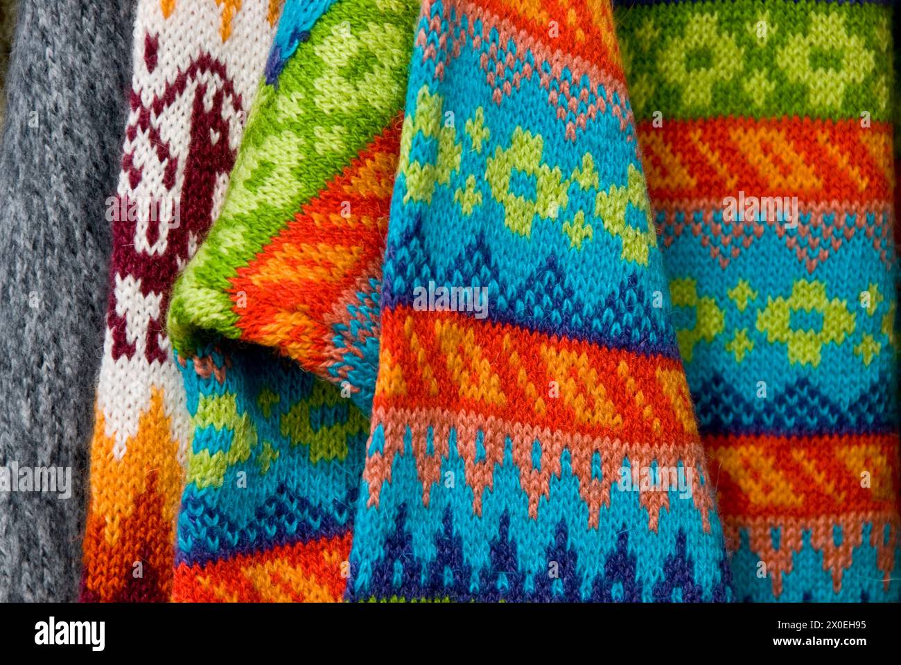 Artigianato di lana - la città di Punta Arenas sullo stretto di Magellano è la capitale dei XII Magallani e della regione Antartide Chilena del Cile Foto Stock