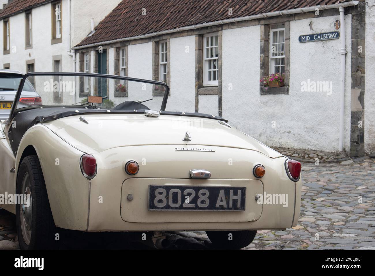Classica Triumph Convertible a Culross, Scozia Foto Stock