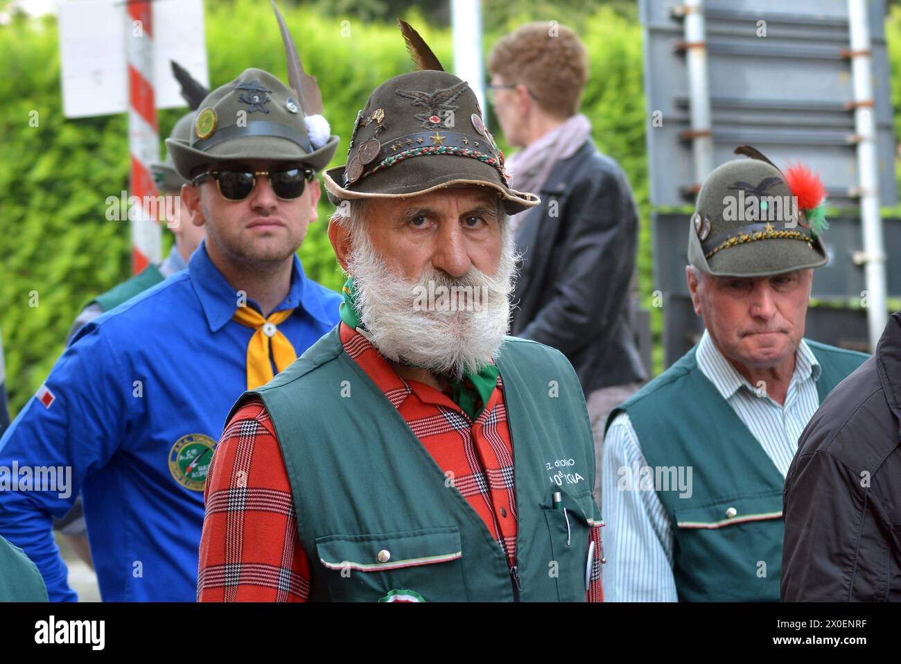 Castelnuovo don Bosco, Piemonte, Italia -04-07-2024- 95° raduno degli Alpini, il corpo di fanteria di guerra di montagna dell'Esercito Italiano. Foto Stock