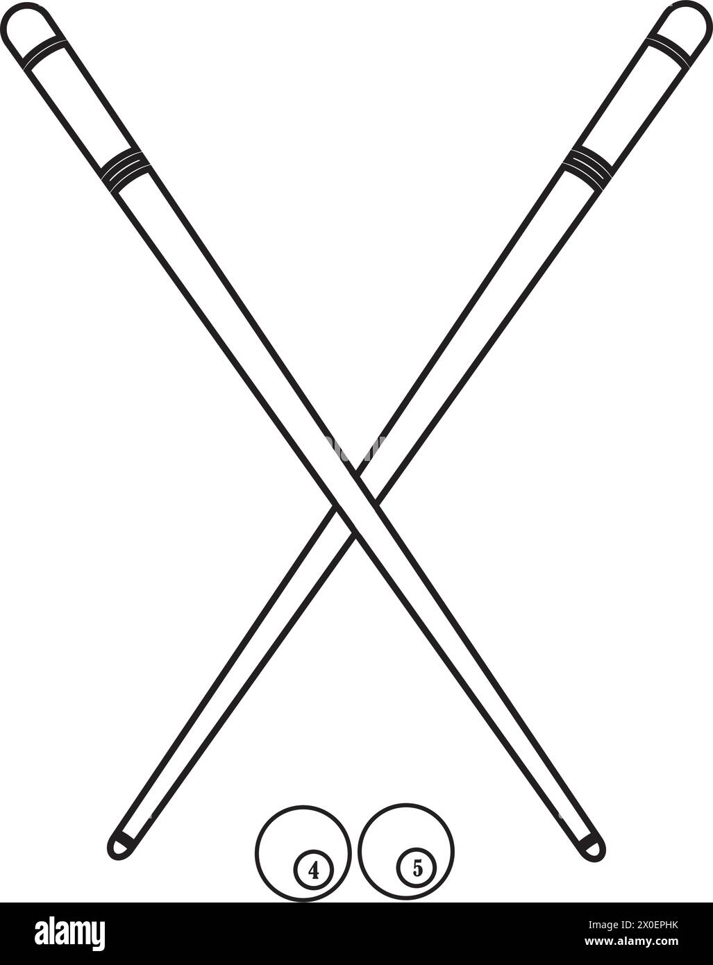 design modello immagine vettoriale icona cue stick Illustrazione Vettoriale