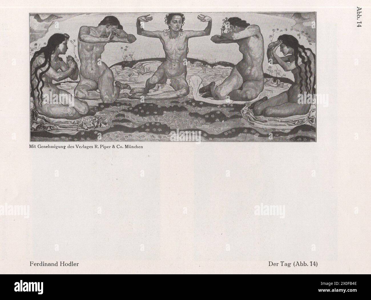 Un catalogo d'arte tedesco principalmente Ferdinand Hodler e Paul Cézanne e alcuni altri artisti come Oscar Kokoschka, Rubens, Rembrandt... ecc. del famoso artista e professore di storia dell'arte presso le università di Heidelberg, Strasburgo e Monaco Fritz Burger. / Iconico dipinto di Ferdinand Hodler Foto Stock