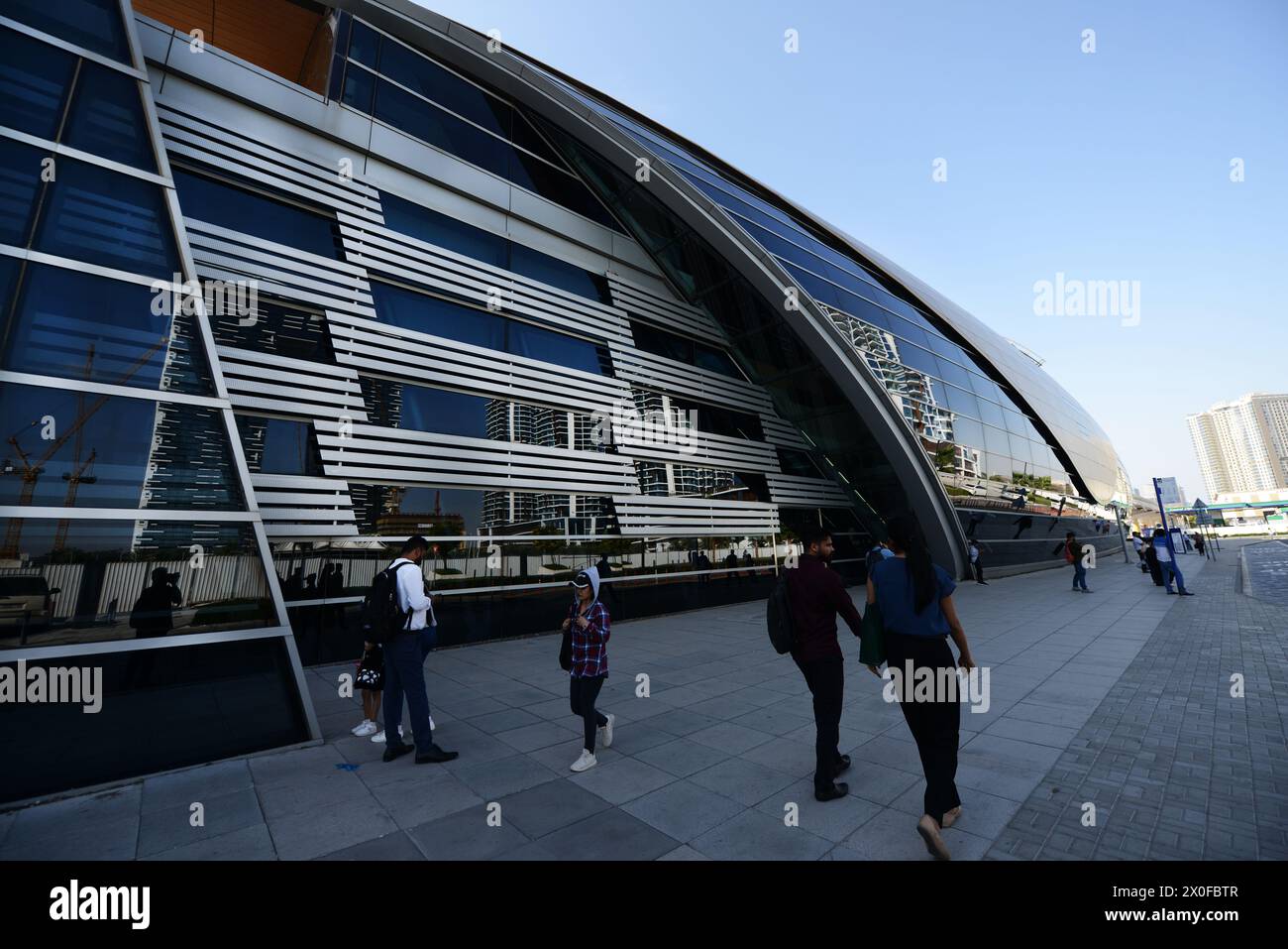 Stazione della metropolitana World Trade Centre di Dubai, Emirati Arabi Uniti. Foto Stock