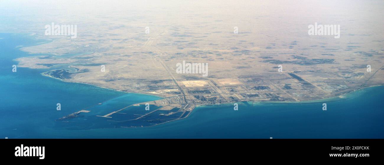 Vista aerea dell'area di Ras Laffan, Qatar. Foto Stock