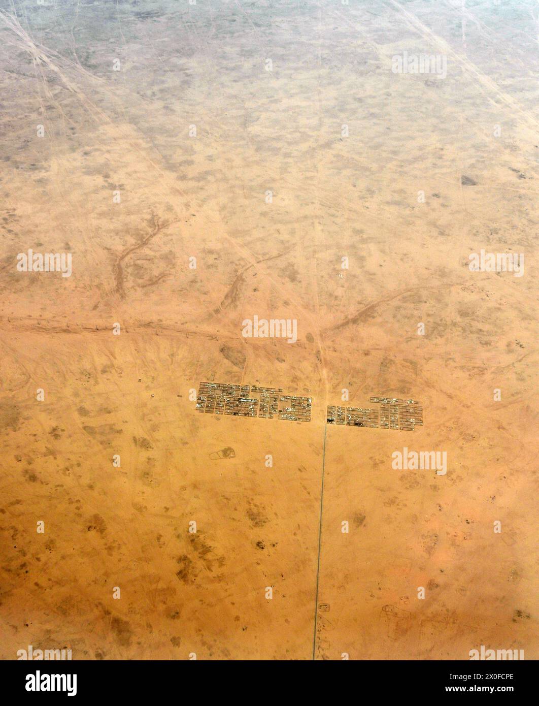 Vista aerea del deserto arabo in Arabia Saudita. Foto Stock