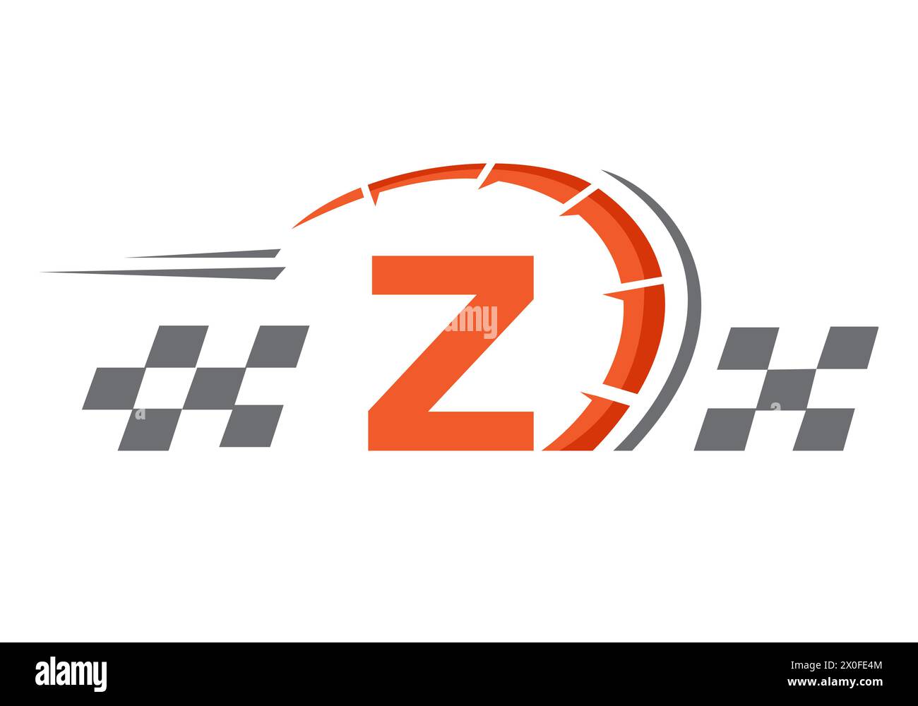 Lettera Z con logo Racing Flag. Simbolo logo velocità Illustrazione Vettoriale