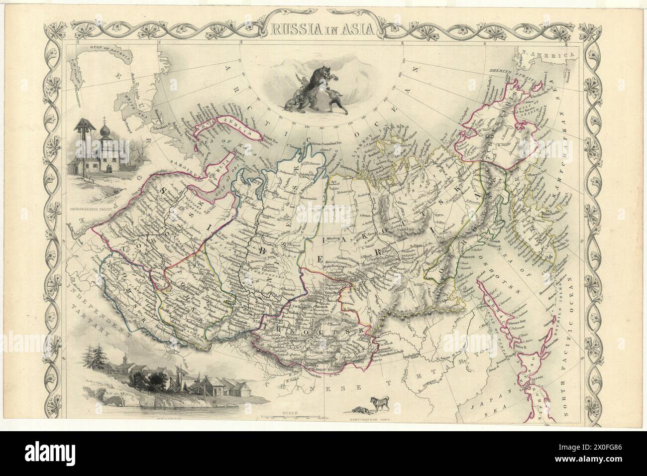 Mappa d'epoca intitolata Russia in Asia, London Printing and Publishing Company, post 1855 Foto Stock