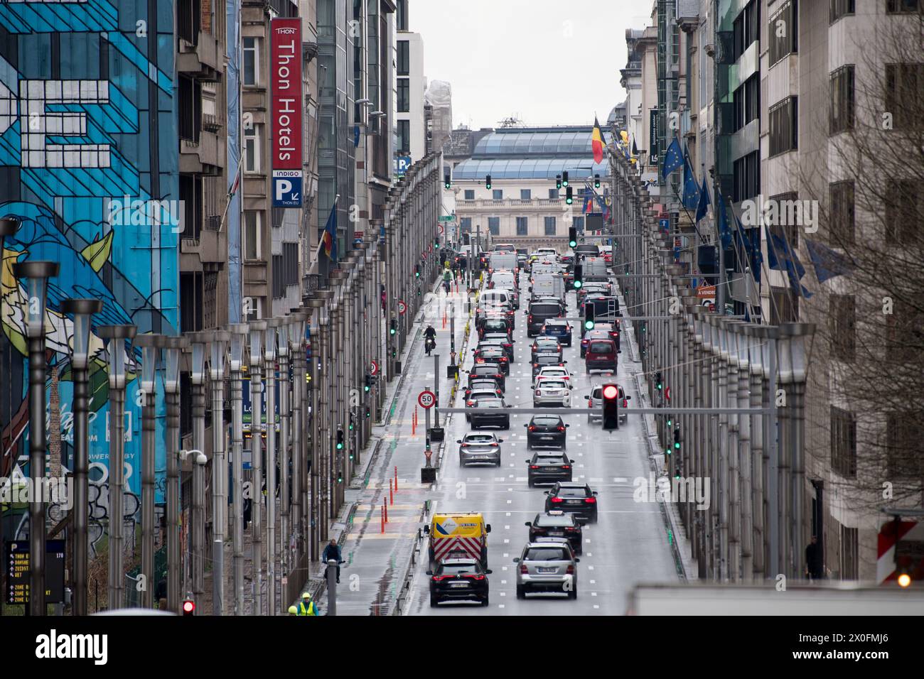 Rue de la Loi / Wetstraat nel quartiere europeo di Bruxelles, Belgio © Wojciech Strozyk / Alamy Stock Photo *** Local Caption *** Foto Stock