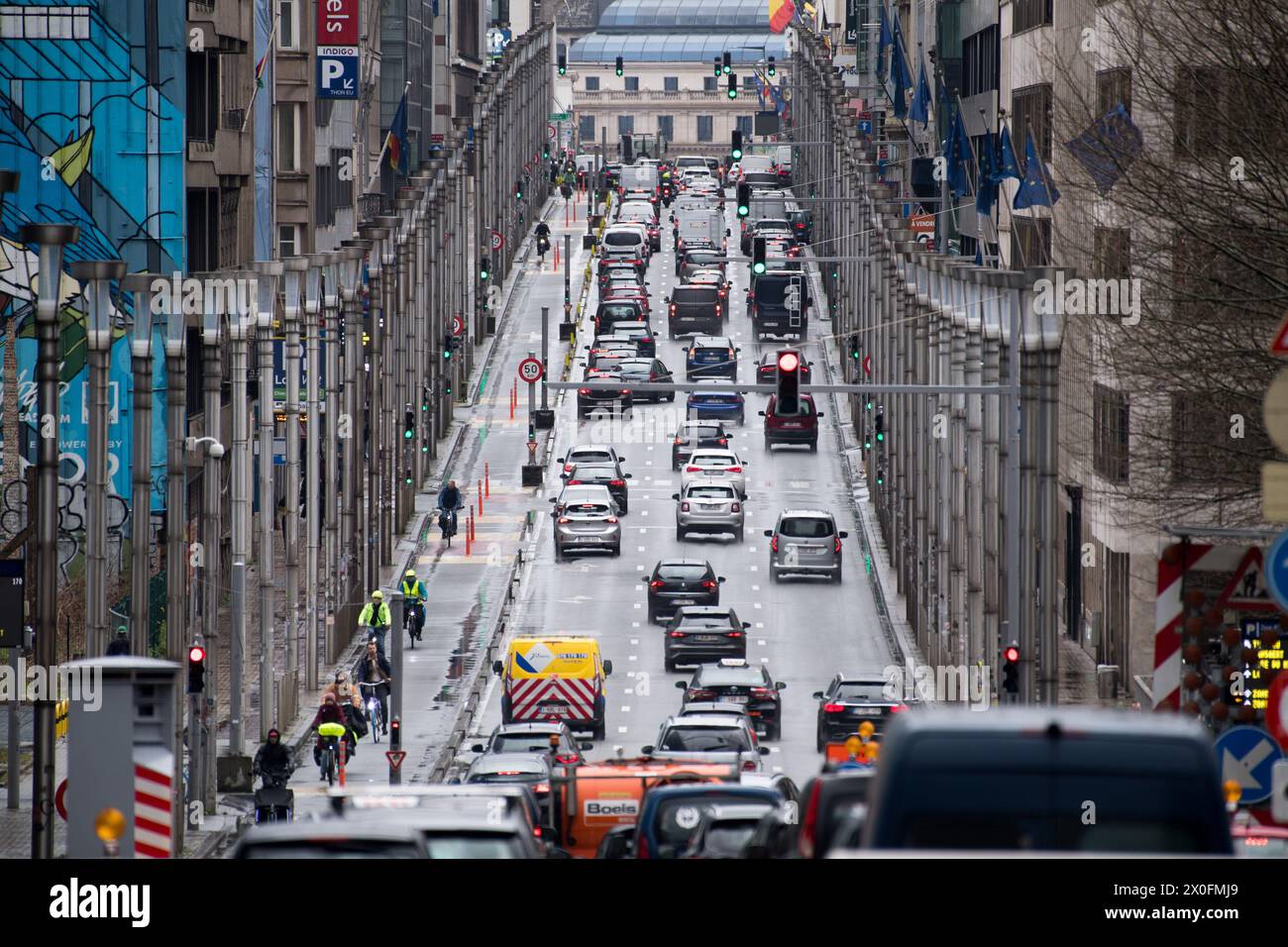 Rue de la Loi / Wetstraat nel quartiere europeo di Bruxelles, Belgio © Wojciech Strozyk / Alamy Stock Photo *** Local Caption *** Foto Stock