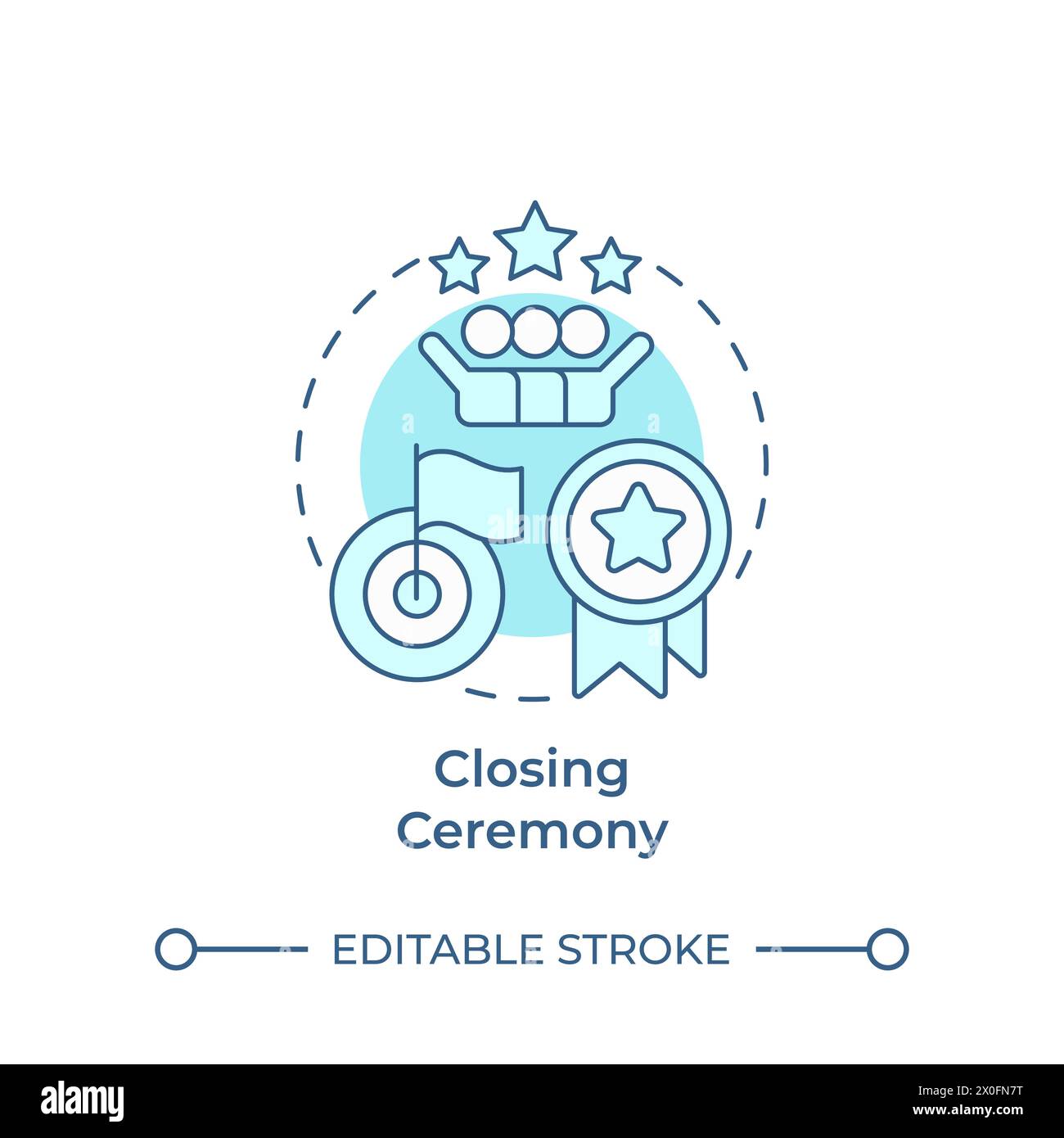 Icona Concept blu morbido della cerimonia di chiusura Illustrazione Vettoriale