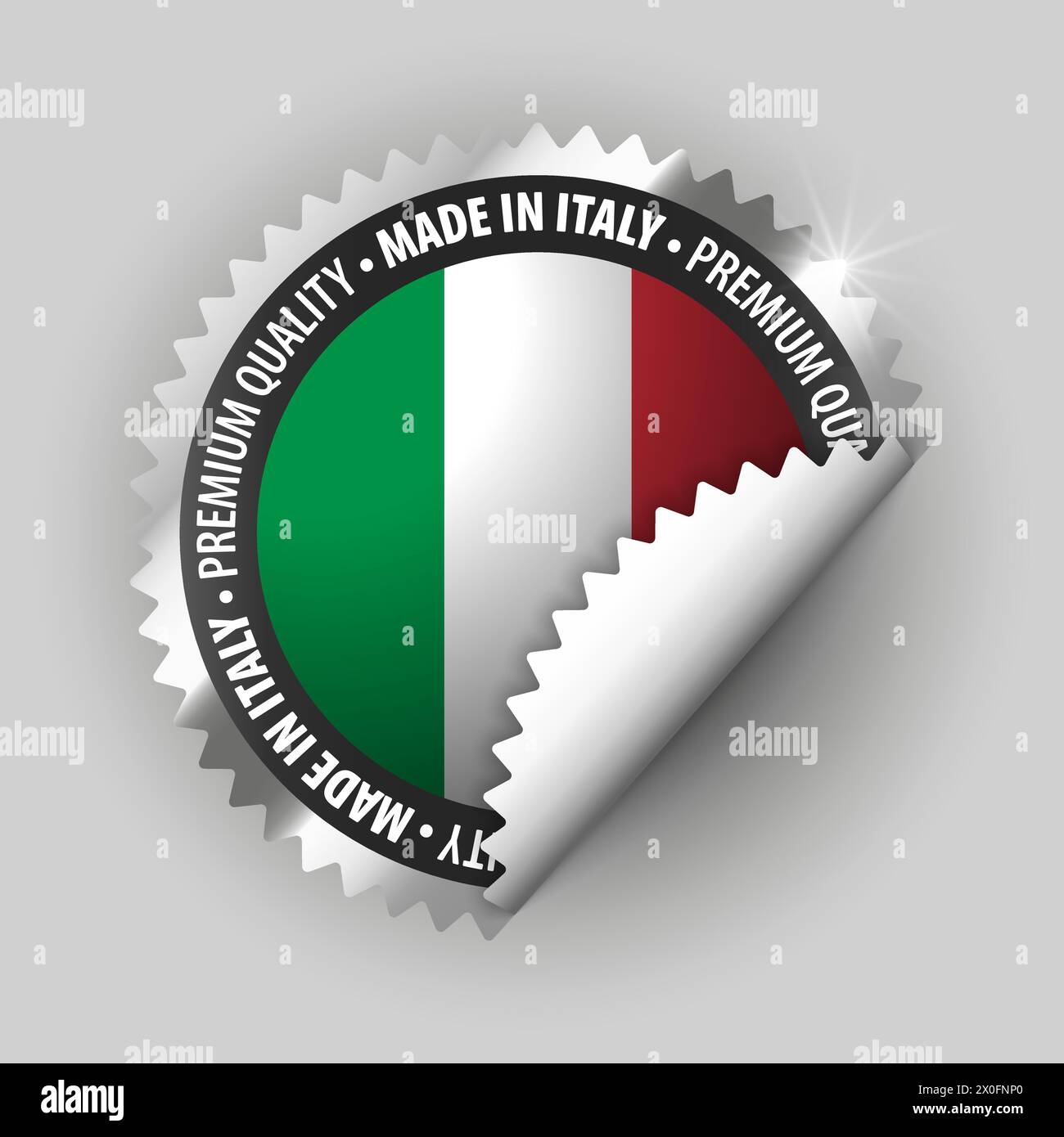 Grafica ed etichetta Made in Italy. Elemento di impatto per l'uso che si desidera fare di esso. Illustrazione Vettoriale