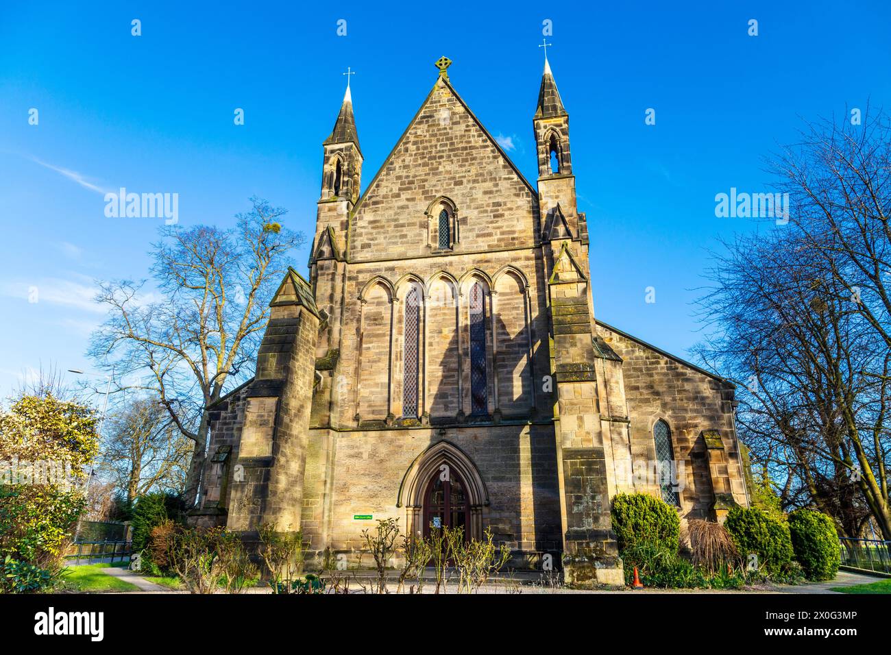 Esterno 1846 della chiesa di San Giovanni progettata da Anthony Salvin a Kings Lynn, Norfolk, Inghilterra Foto Stock