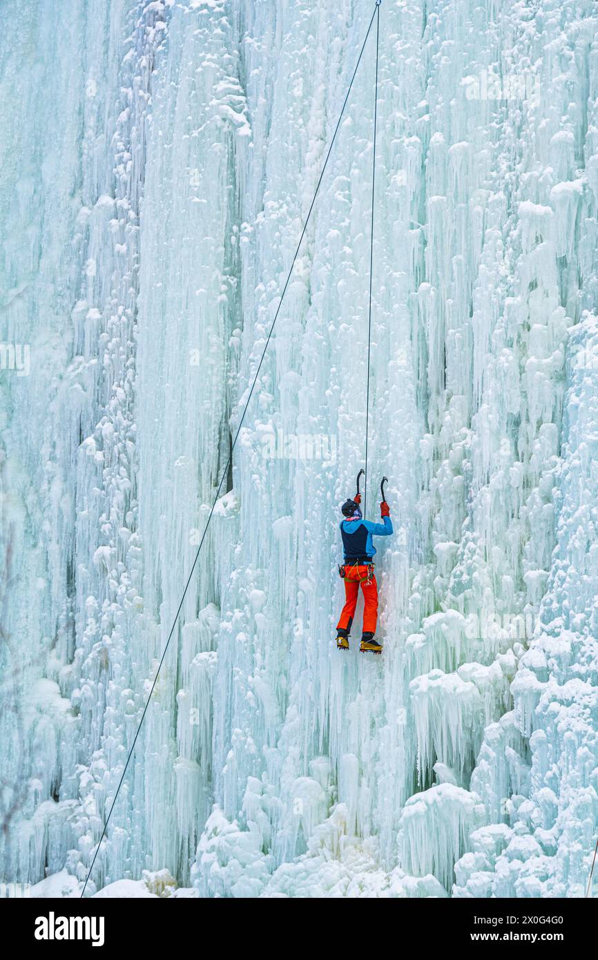 Ice Climber a Ouray, Colorado Foto Stock