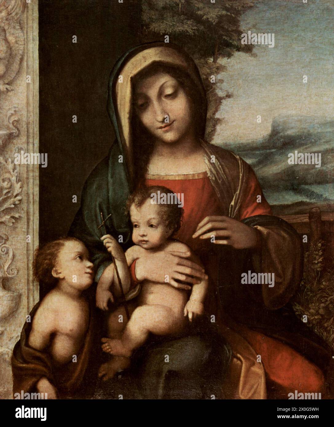 La Madonna Bolognini è un dipinto ad olio su tavola (successivamente trasferito su tela) eseguito circa. 1514–1519 del pittore rinascimentale italiano Antonio da Correggio. Foto Stock