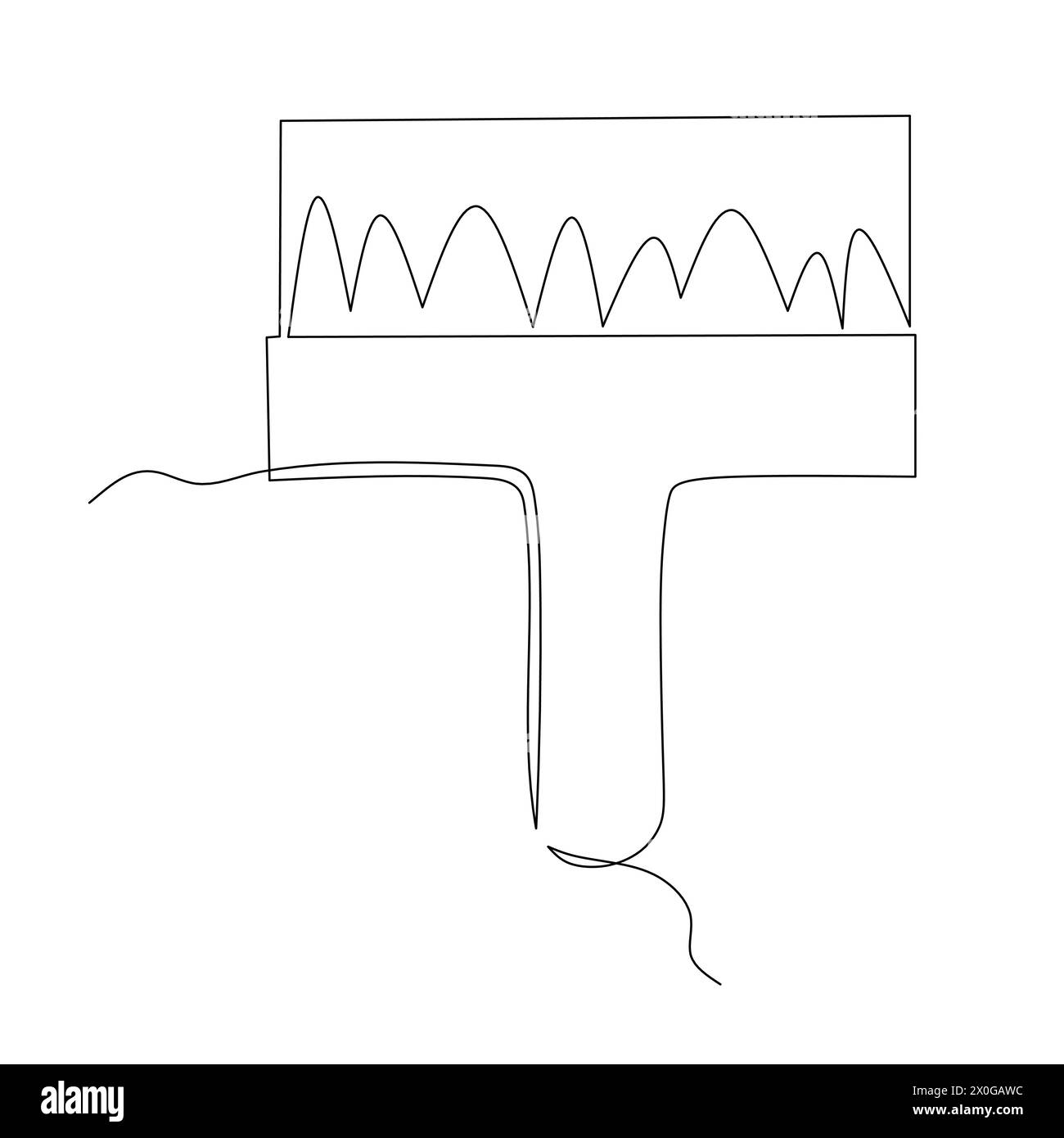 Illustrazione semplice del pennello. Progettazione di strumenti per il vettore Industrial Concept. disegno continuo a linea singola. Illustrazione Vettoriale