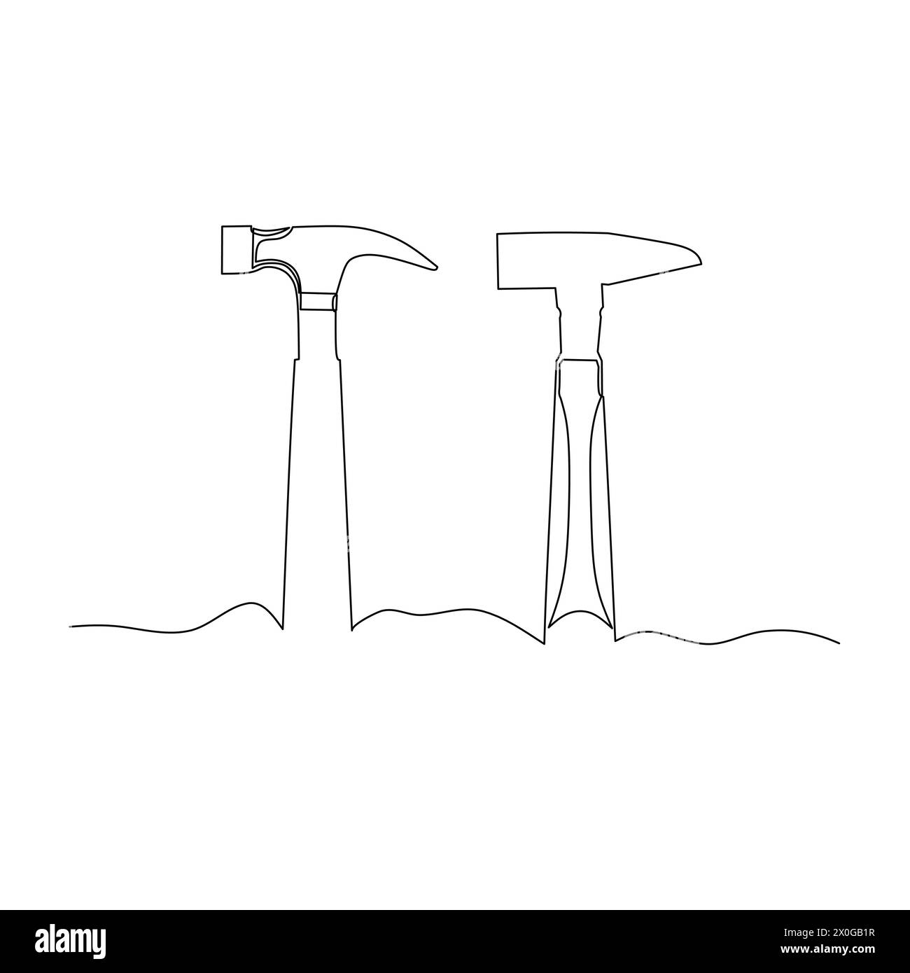 Un paio di martelli. Cacciavite a testa piatta e Phillips. Semplice elemento di design vettoriale disegnato a mano. Illustrazione per applicazioni industriali e edili Illustrazione Vettoriale