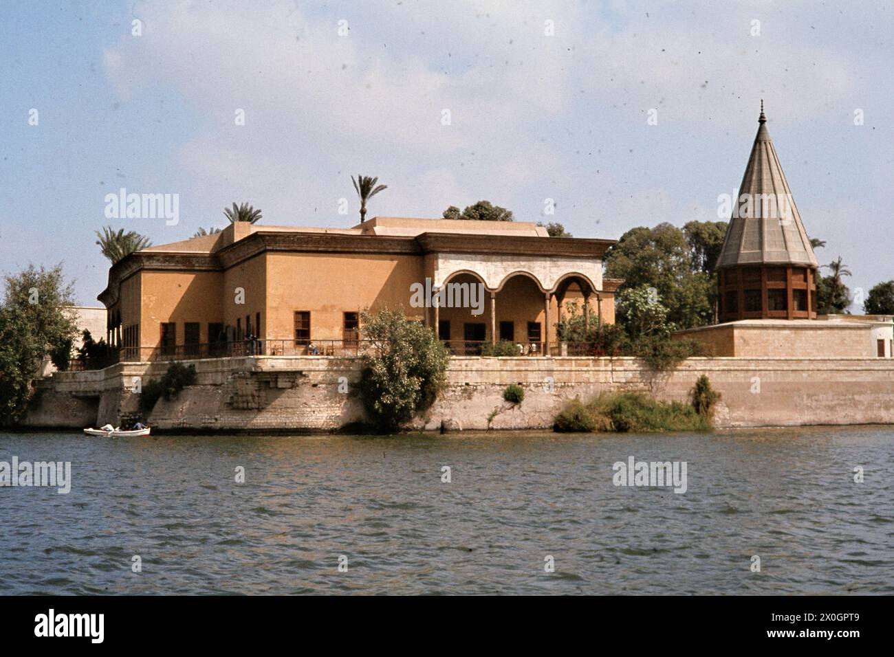 Vista dal Nilo al Nilometro al Cairo. [traduzione automatica] Foto Stock