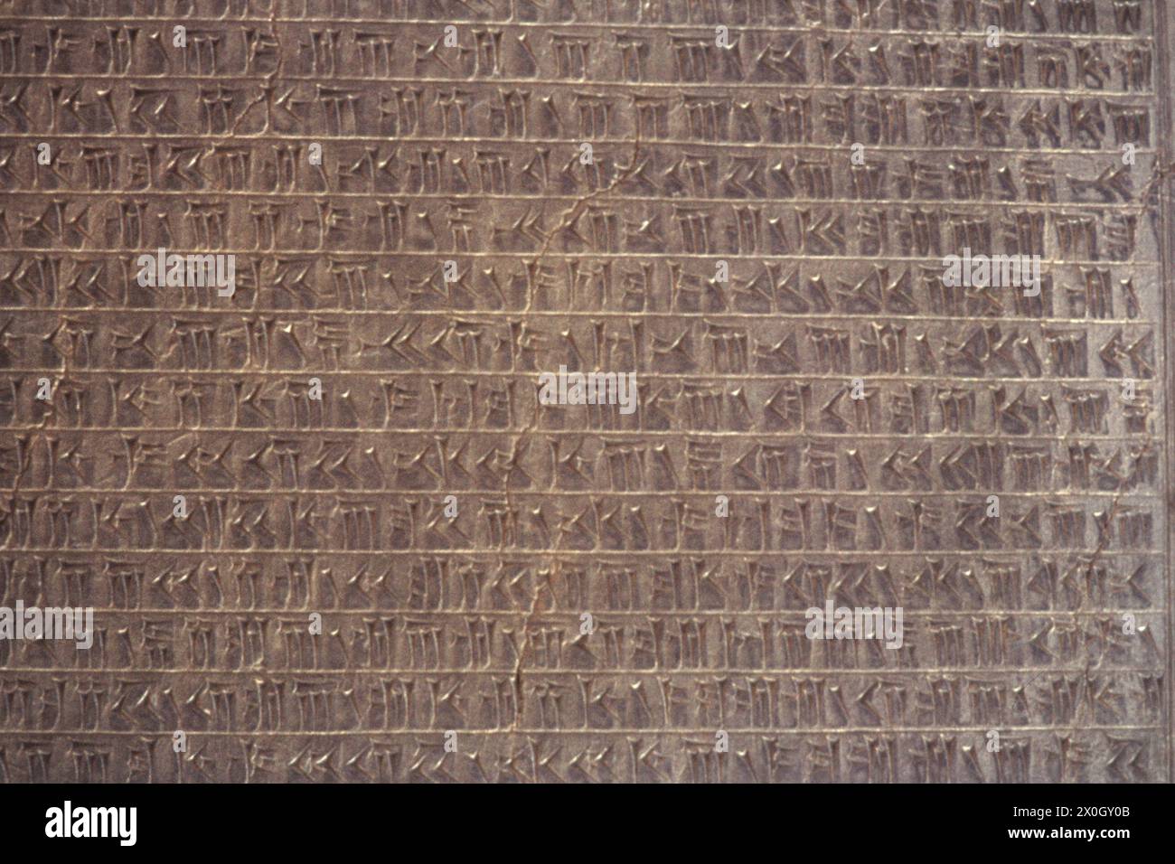 Pietra a Palazzo Dario con testo cuneiforme a Persepolis. [traduzione automatica] Foto Stock