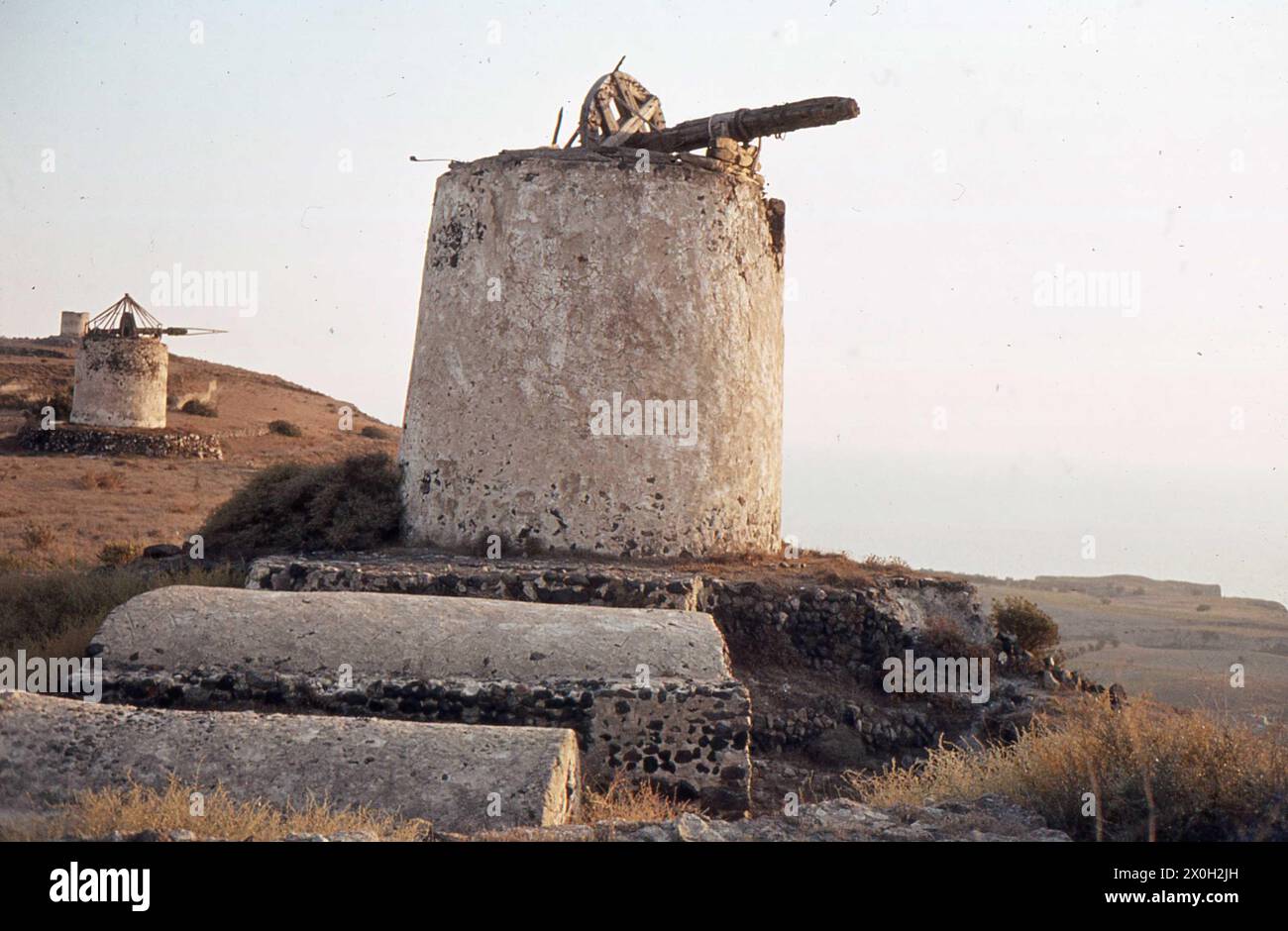 Vecchi mulini a Creta. Foto Stock