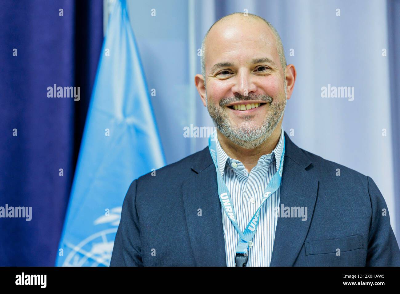 Adam Charles Bouloukos, direttore dell'ufficio della West Bank Field, UNRWA, Ramallah, 19.12.2023. Foto Stock