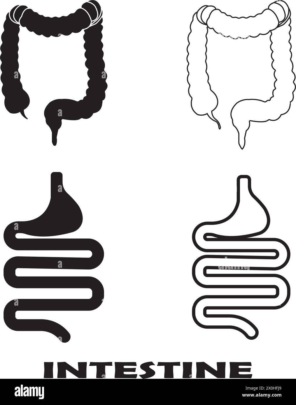 disegno del simbolo dell'illustrazione vettoriale dell'intestino Illustrazione Vettoriale