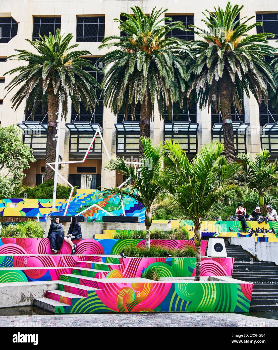 Piccolo parco pubblico colorato nel centro di Auckland, North Island, nuova Zelanda Foto Stock