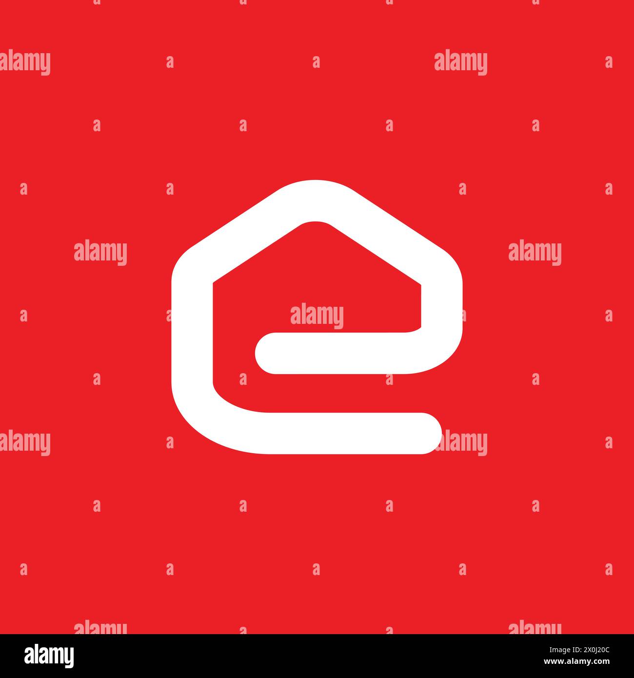 Design con logo Letter e Home minimalista Illustrazione Vettoriale