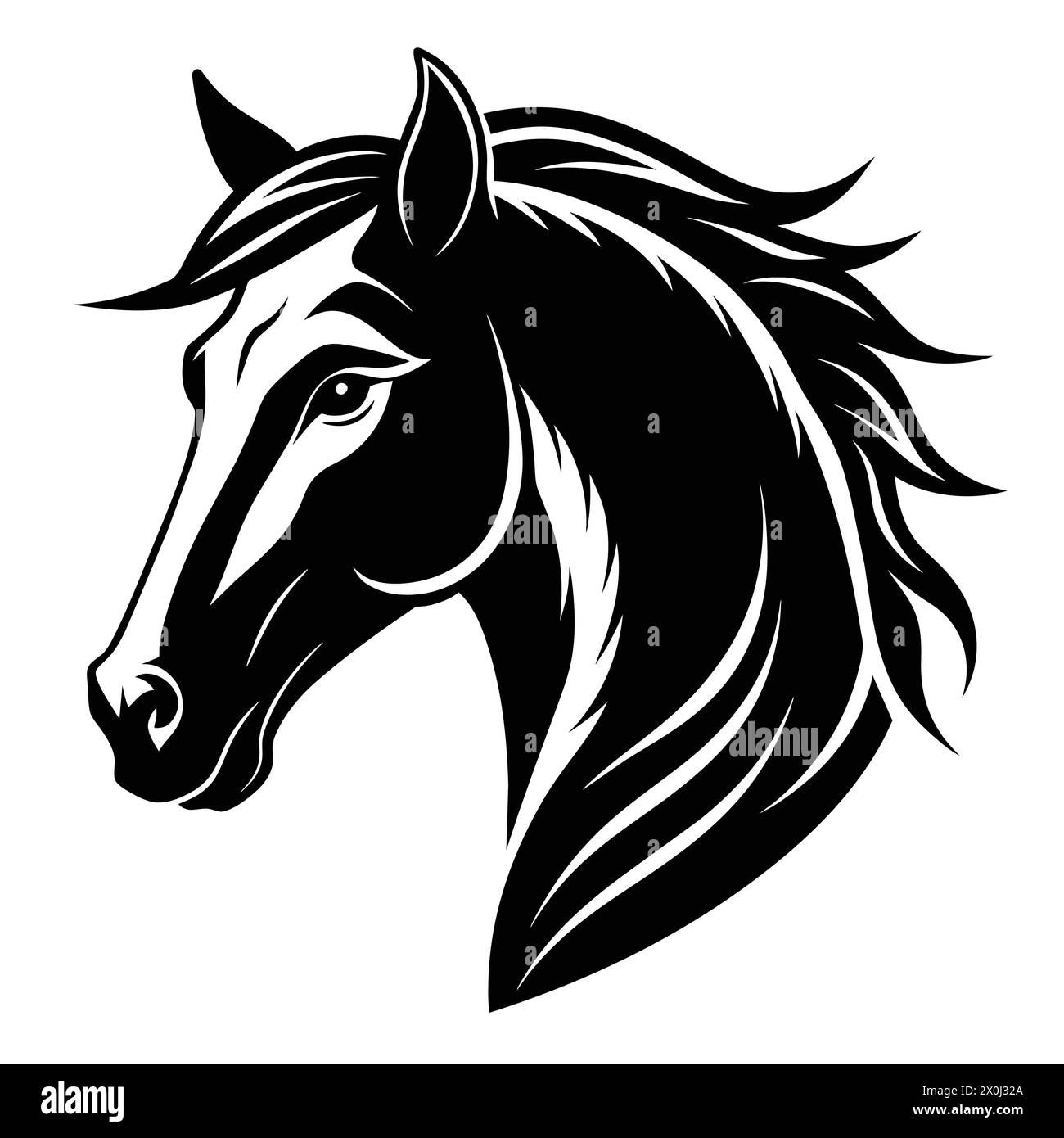 Illustrazioni di cavalli - ideale per il Branding equestre, le stampe artistiche e l'arredamento di fattorie Illustrazione Vettoriale