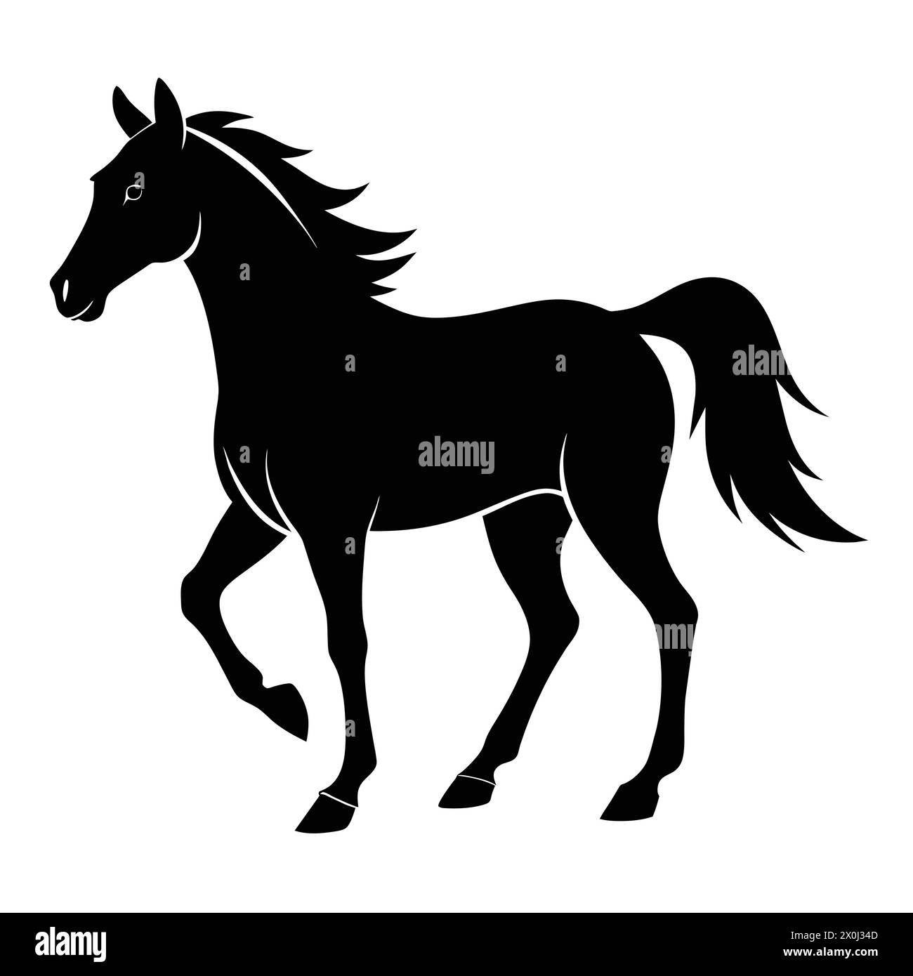 Illustrazioni di cavalli - ideale per il Branding equestre, le stampe artistiche e l'arredamento di fattorie Illustrazione Vettoriale