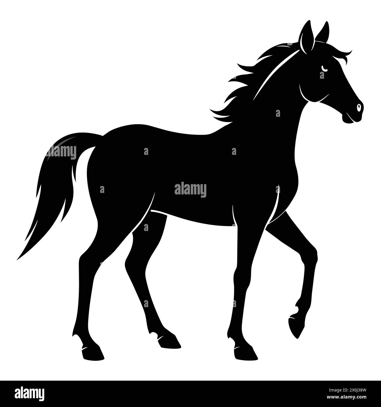 Illustrazioni di cavalli - ideale per il Branding equestre, le stampe artistiche e l'arredamento di fattorie Illustrazione Vettoriale