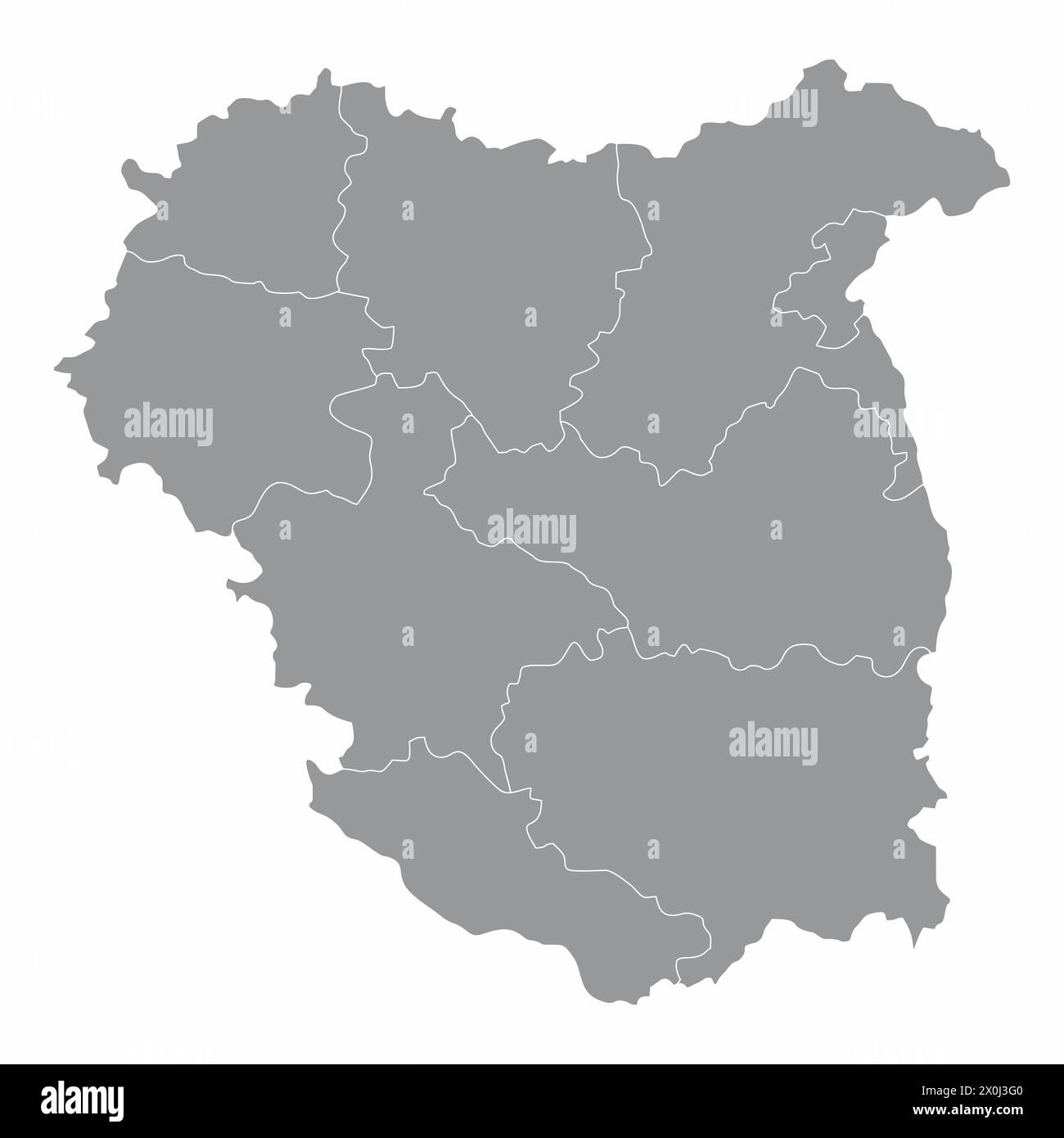 Mappa amministrativa della regione di Tubingen isolata su sfondo bianco, Germania Illustrazione Vettoriale