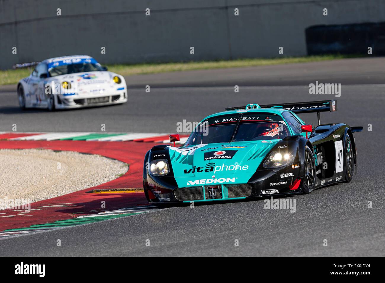 SCARPERIA E SAN PIERO, ITALIA, 5 APRILE 2024, #47 IVAN VERCOUTERE (FR) - MASERATI MC12 GT1 / 2005 - LE LEGGENDE DELLE CORSE ENDURANCE DURANTE IL MUGELLO CLA 2024 Foto Stock