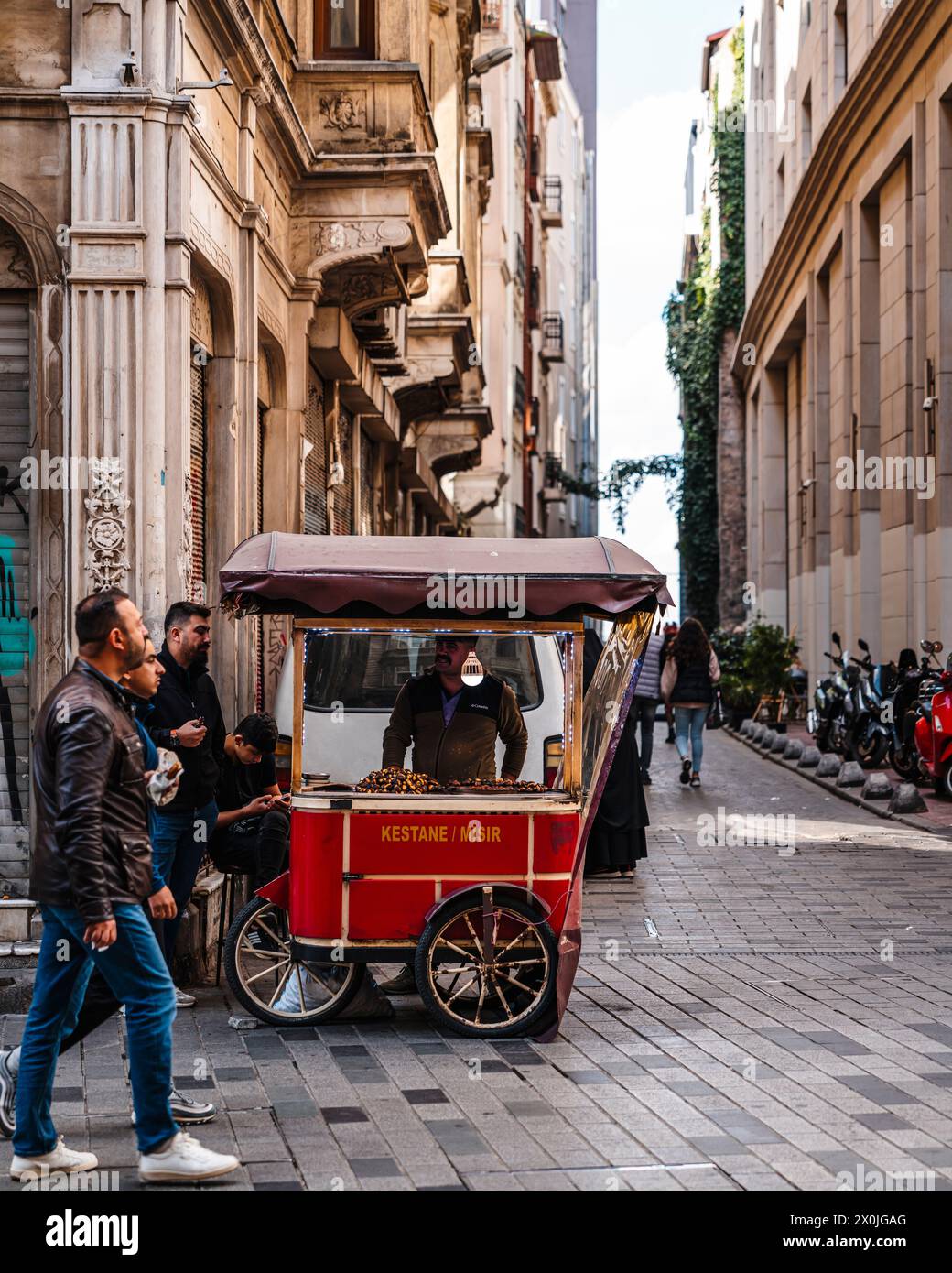 Distributori automatici su strada, carrelli, castagne, Istanbul, Turchia, Europa Foto Stock