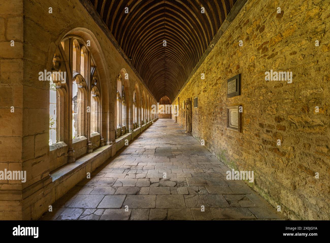 I chiostri del New College, Università di Oxford, Oxfordshire, Inghilterra, Gran Bretagna, Europa Foto Stock