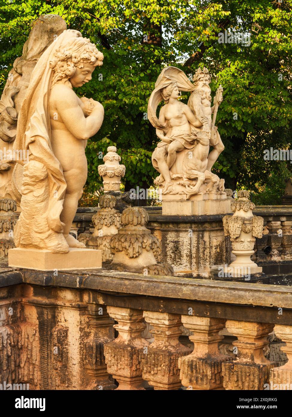 Dresda Zwinger con bagno di ninfa Foto Stock