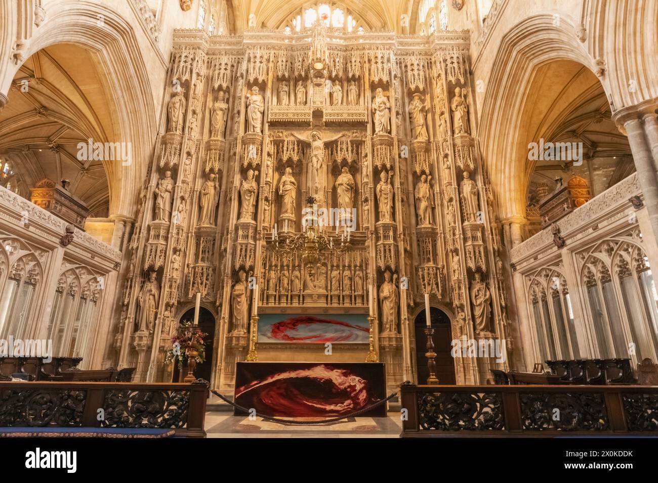 Inghilterra, Hampshire, Winchester, Winchester Cathedral, The Crypt, lo schermo grande Foto Stock