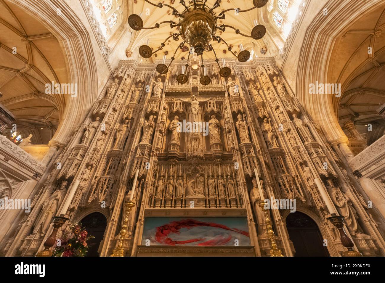 Inghilterra, Hampshire, Winchester, Winchester Cathedral, The Crypt, lo schermo grande Foto Stock