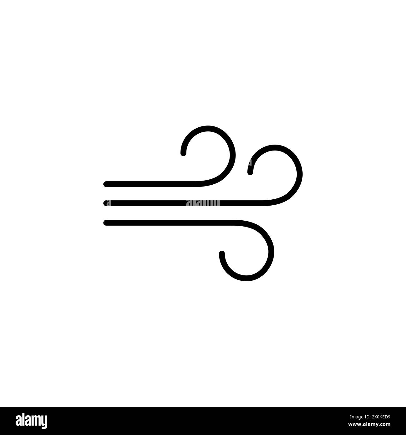Icona linea di soffiaggio vento simbolo di velocità isolato aria nuvola vettoriale fresca. Logo icona linea aria soffio vento. Illustrazione Vettoriale