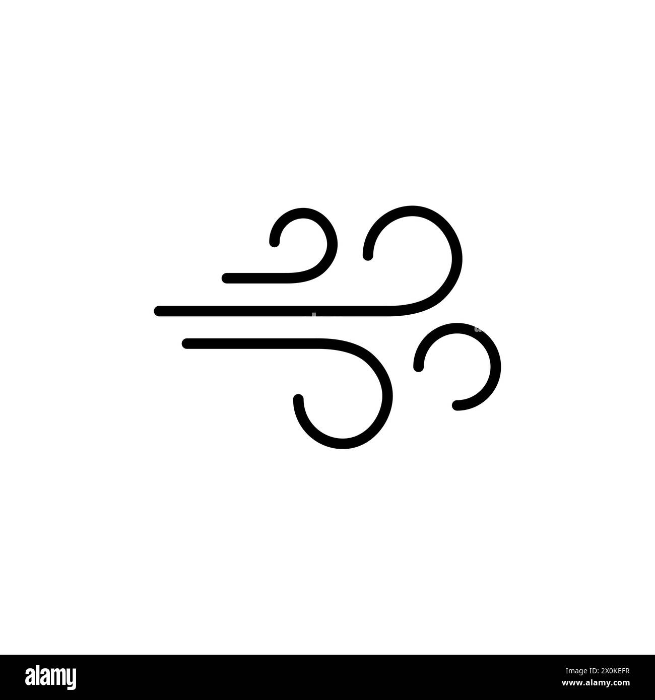 Icona linea di soffiaggio vento simbolo di velocità isolato aria nuvola vettoriale fresca. Logo icona linea aria soffio vento. Illustrazione Vettoriale