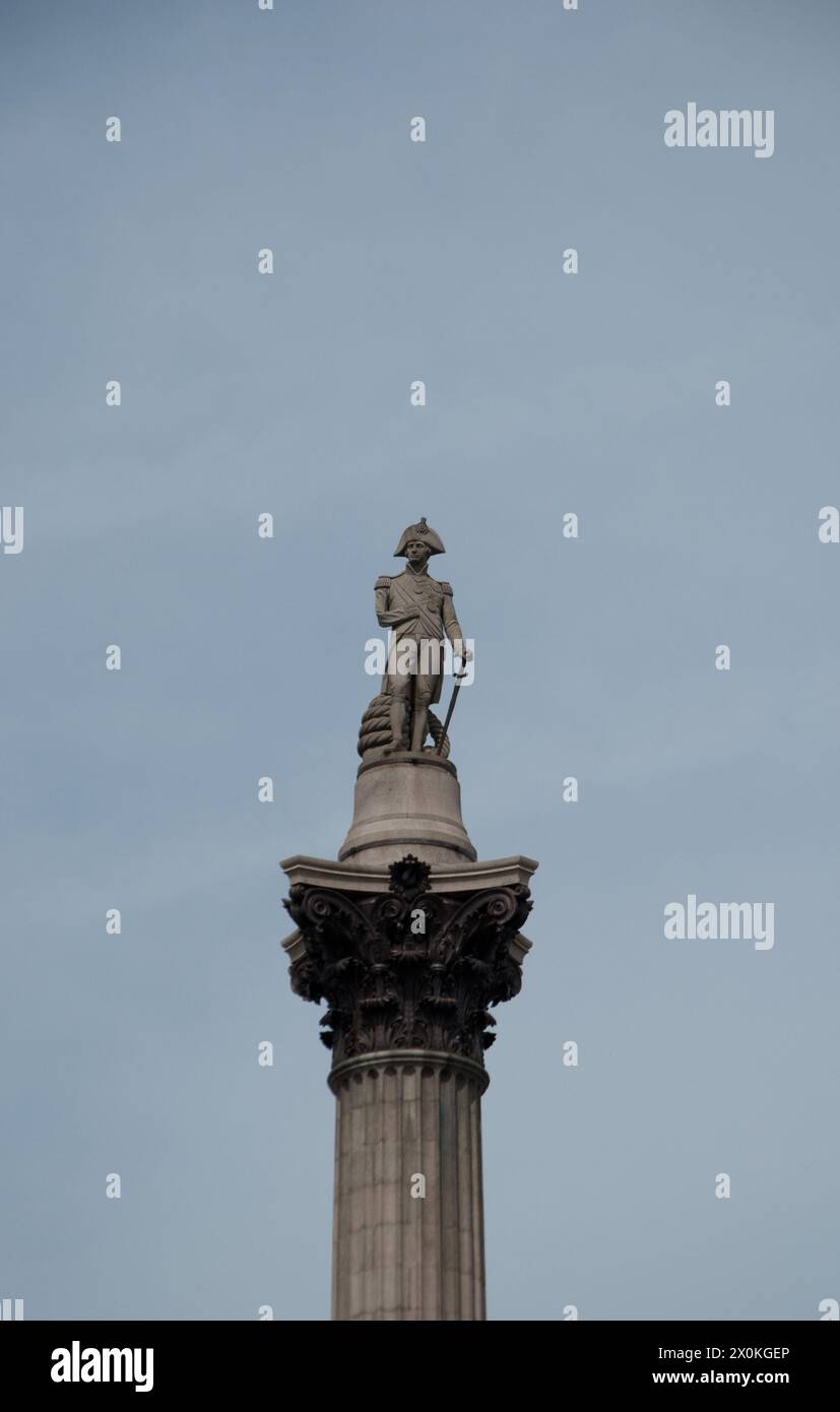 Nelson; Nelson's Column, Trafalgar Square, Westminster, Londra, REGNO UNITO Foto Stock