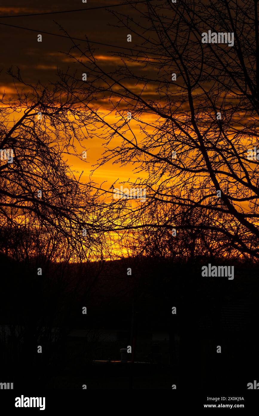 Tramonto, Chiemgau, atmosfera invernale Foto Stock