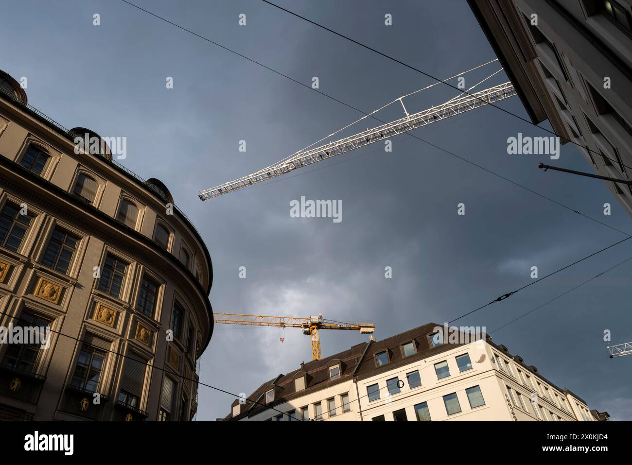 Monaco, città vecchia, edificio, cielo, gru Foto Stock